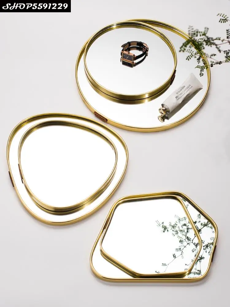 European Glass Mirror Tray Electroplating Metal Food Teacup Aromatherapy Storage Tray Jewelry Cosmetic Display Stand Home Decor
European Glass Mirror Tray Electroplating Metal Food Teacup Aromatherapy Storage Tray Jewelry Cosmetic Display Stand Home Decor