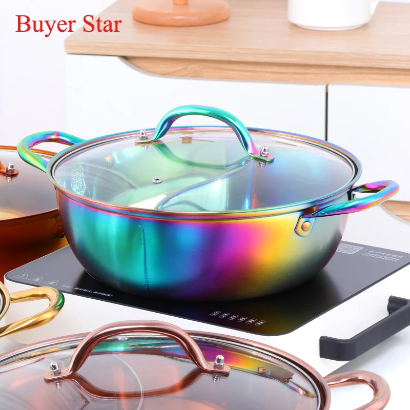 18/10 Stainless Steel Pot Hotpot Induction Food Warm Gas Stove Compatible Pot Home Chafing Dish Soup Cooking Pot Twin Divided 
18/10 Stainless Steel Pot Hotpot Induction Food Warm Gas Stove Compatible Pot Home Chafing Dish Soup Cooking Pot Twin Divided