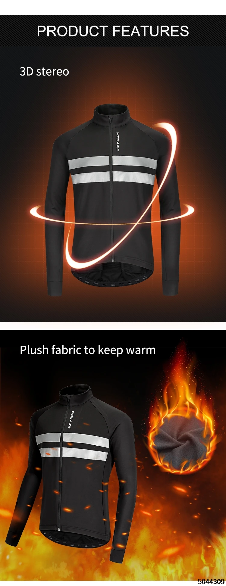 WOSAWE унисекс зимняя теплая флисовая одежда для велоспорта с длинным рукавом