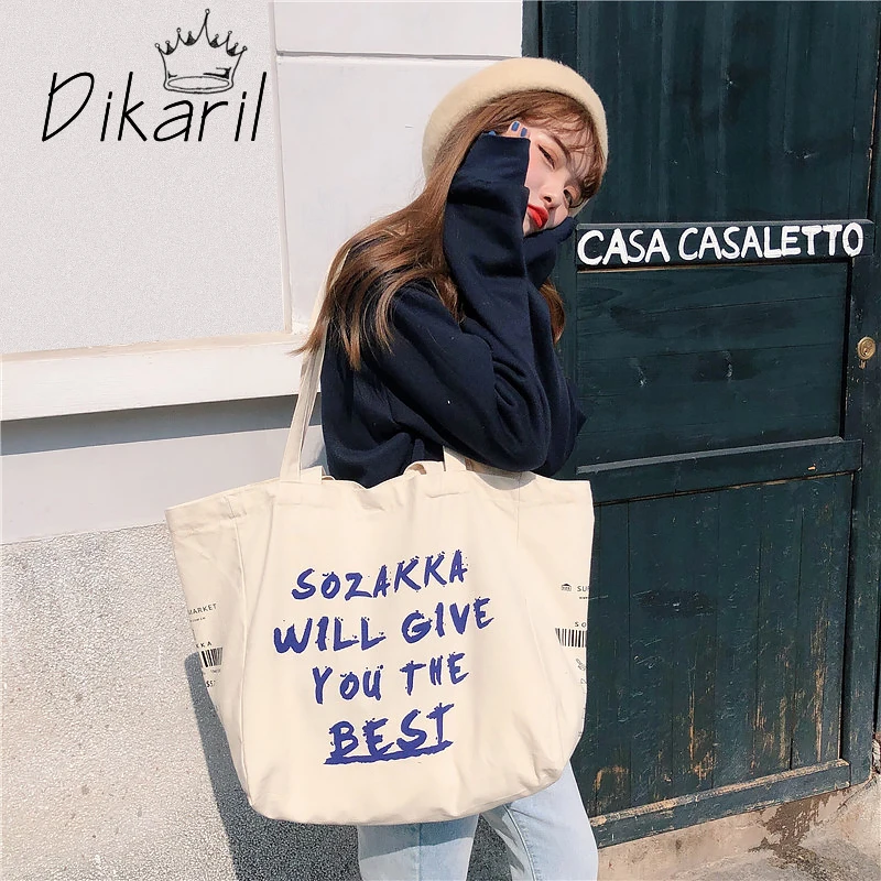 Dikaril Large Capacity Canvas Tote Shoulder Bag Fabric Reusable Letter Shopping Bag for Women 2021 Beach Handbags Shopper Bags
Dikaril Large Capacity Canvas Tote Shoulder Bag Fabric Reusable Letter Shopping Bag for Women 2021 Beach Handbags Shopper Bags