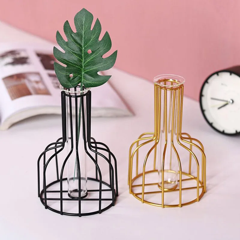 Creative metal glass test tube hydroponic vase, transparent green plant flower arrangement, living room decoration
Creative metal glass test tube hydroponic vase, transparent green plant flower arrangement, living room decoration