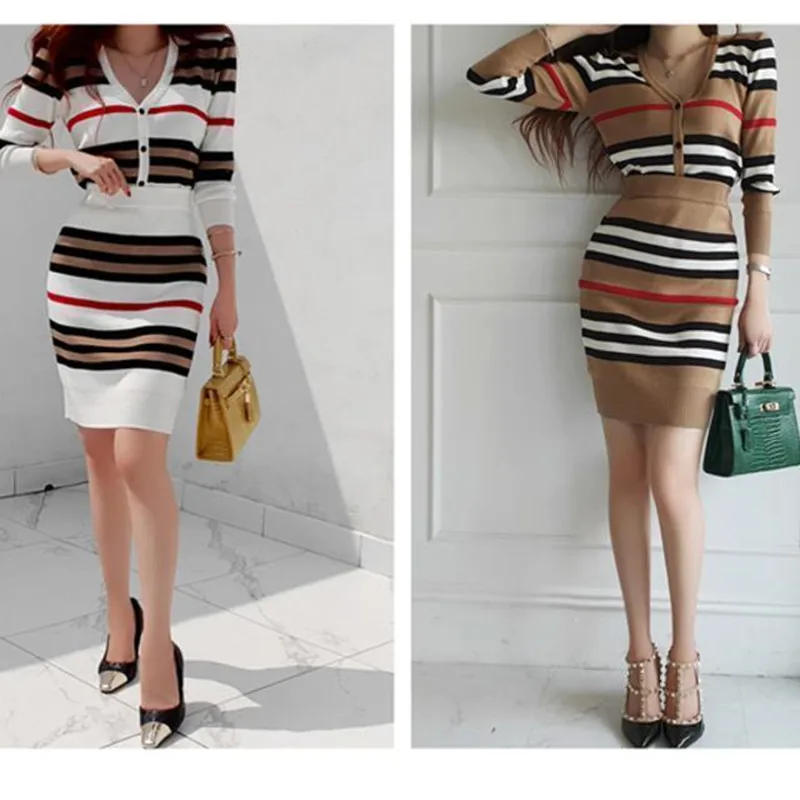 UVRCOS Knitted Suit Women's Two Piece Suit Temperament Light Mature Wind V-Neck Cardigan Coat Slim Stripe Skirt Skirt
UVRCOS Knitted Suit Women's Two Piece Suit Temperament Light Mature Wind V-Neck Cardigan Coat Slim Stripe Skirt Skirt