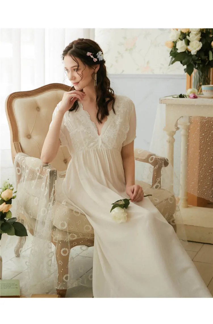 White Nightgown for Women 2021 New Sweet Cute Short Sleeve Nightdress Summer Princess Court Style Fairy V-neck Sleeping Dress
White Nightgown for Women 2021 New Sweet Cute Short Sleeve Nightdress Summer Princess Court Style Fairy V-neck Sleeping Dress