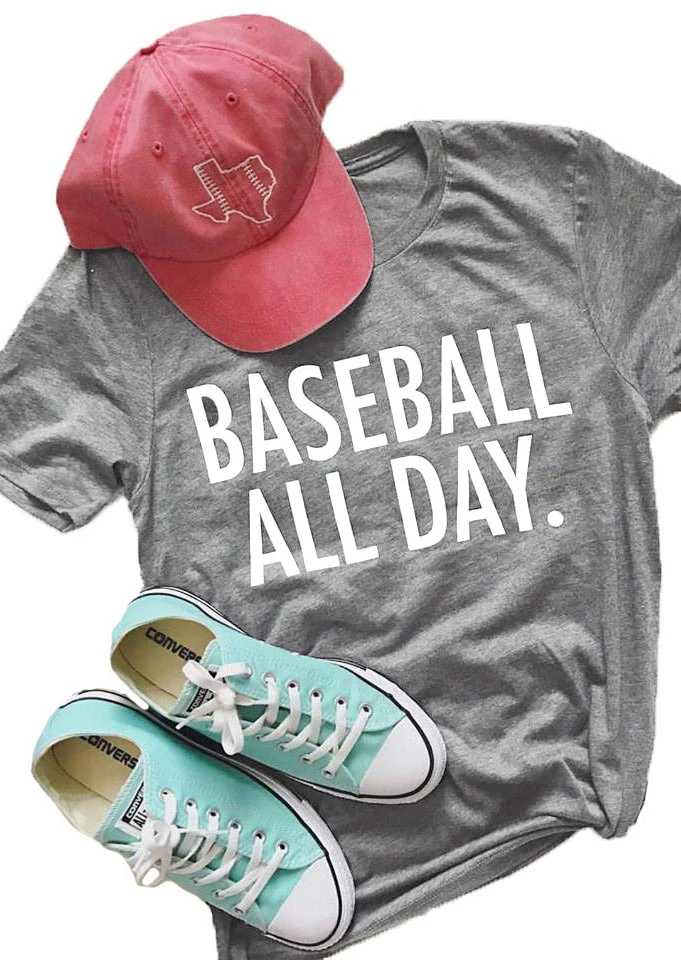 Baseball All Day T-Shirt slogan camisetas tumblr tees women fashion summer cotton tops vintage letter print grunge shirt-J812
Baseball All Day T-Shirt slogan camisetas tumblr tees women fashion summer cotton tops vintage letter print grunge shirt-J812