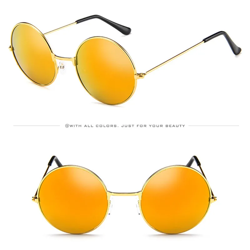 Женские круглые солнцезащитные очки Желтый Синий прозрачные оттенки