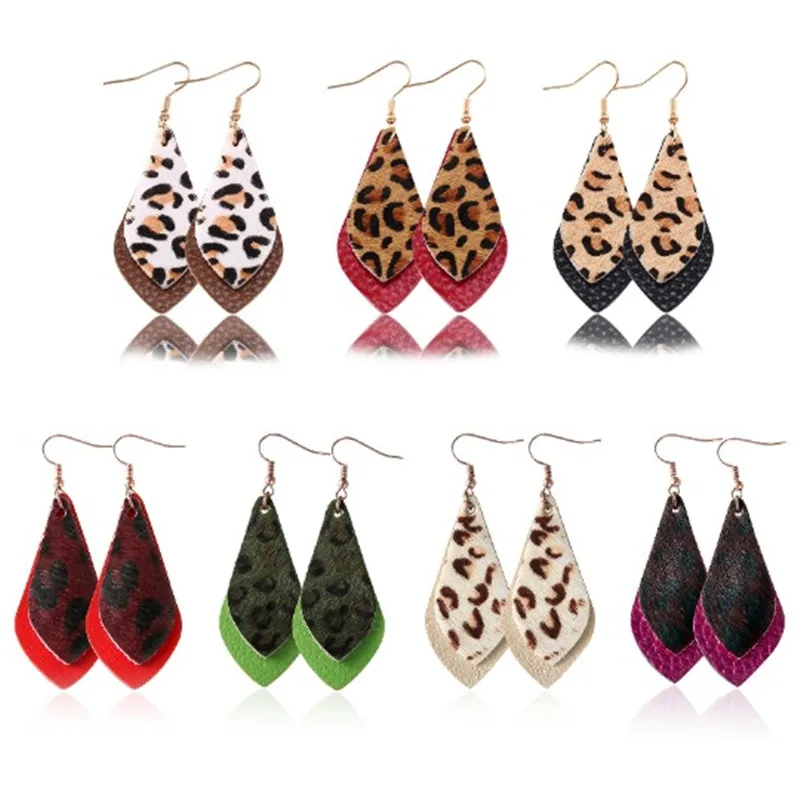 Genuine Leather Earrings Set Double Level Water Droplet Women Statement Earrings Leopard Print Eardrop
Genuine Leather Earrings Set Double Level Water Droplet Women Statement Earrings Leopard Print Eardrop