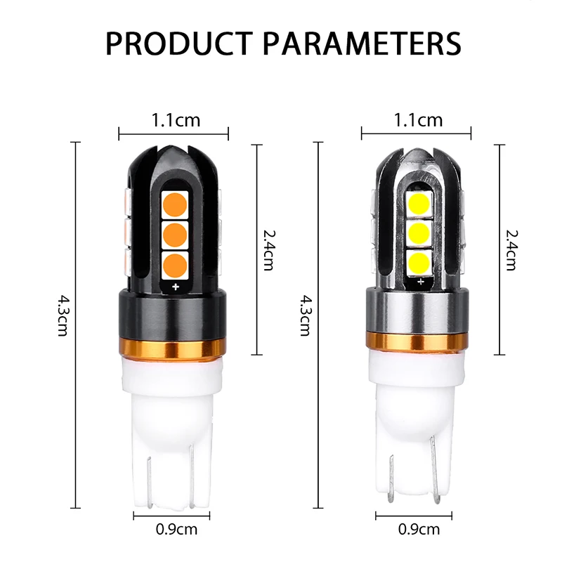 Светодиодсветодиодный лампа T10 желтого цвета 2 шт. W5W 3030 SMD 194 168 габаритные огни 5 Вт