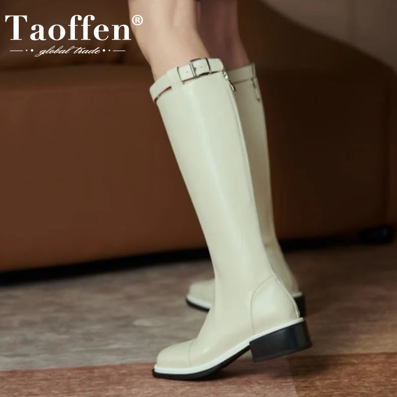Женские высокие сапоги Taoffen, повседневные сапоги из натуральной кожи с квадратным носком и ремешком, универсальная обувь, Размеры 33-40
Женские высокие сапоги Taoffen, повседневные сапоги из натуральной кожи с квадратным носком и ремешком, универсальная обувь, Размеры 33-40