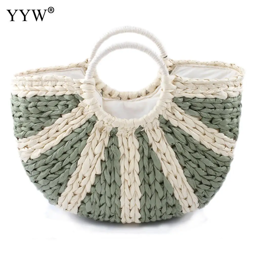 Large Capacity Roung Handle Moon Handbags Women Casual Shopping Bags Female Green Straw Beach Tote Bags Handmade Weave Handbag
Large Capacity Roung Handle Moon Handbags Women Casual Shopping Bags Female Green Straw Beach Tote Bags Handmade Weave Handbag