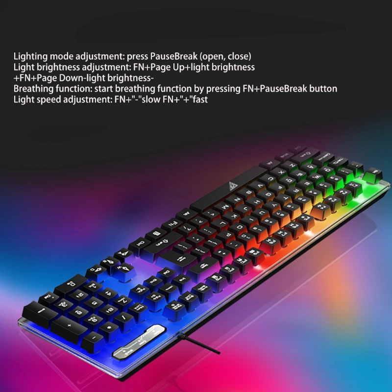 Проводная игровая клавиатура R58A комбинированная светящаяся мышь эргономичная