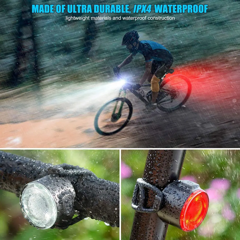 USB Rechargeable Bike Light Set Waterproof Lithium Battery Super Bright Rear LED Bicycle Light 6 Light Mode
USB Rechargeable Bike Light Set Waterproof Lithium Battery Super Bright Rear LED Bicycle Light 6 Light Mode