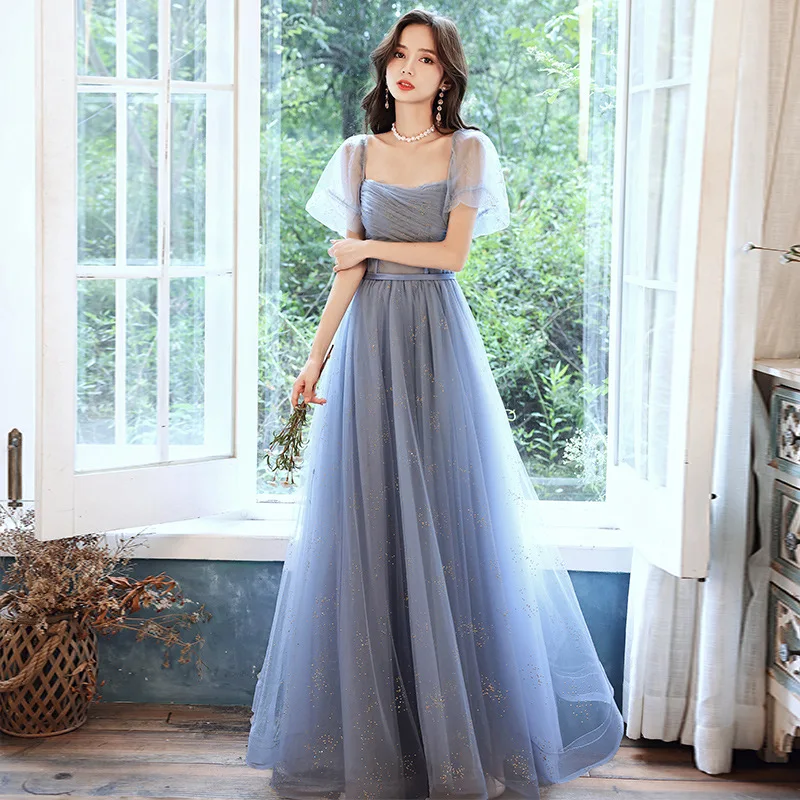 Blue Mesh Square Neck Ball Gown Dress Lady High Waist Tunic Evening Party Dress Floor Length Prom Gown Lace Up Vestidos De Festa
Blue Mesh Square Neck Ball Gown Dress Lady High Waist Tunic Evening Party Dress Floor Length Prom Gown Lace Up Vestidos De Festa