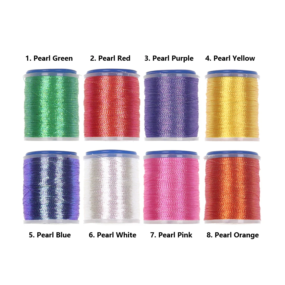 Vampfly 8 Spools Fly Tying Metallic Tinsel Thread Nymph Streamer Pearl Color Line for Jig Hook Material | Спорт и развлечения