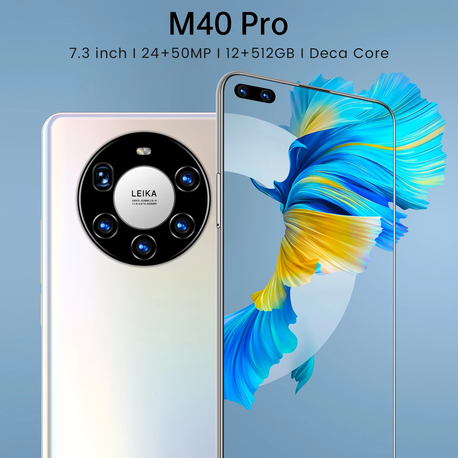 Smartphone Mate40 Pro 7.3 Inch 12GB 512GB 24MP+50MP Android 11 6000mAh Ten Core Really MTK6889 4G 5G Dual SIM Global Version
Smartphone Mate40 Pro 7.3 Inch 12GB 512GB 24MP+50MP Android 11 6000mAh Ten Core Really MTK6889 4G 5G Dual SIM Global Version
