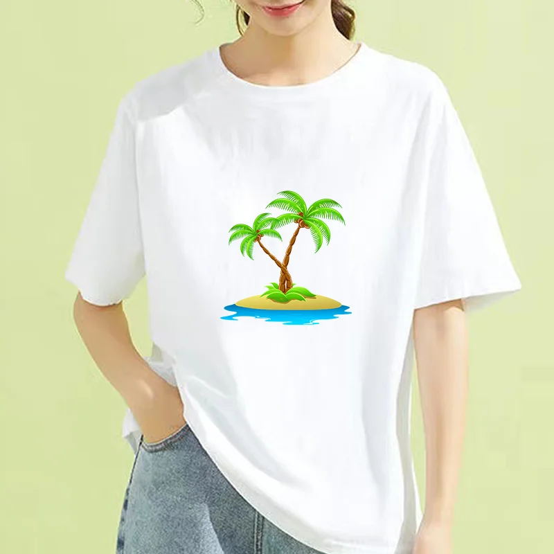 T Shirt Harajuku Women Fashion Coconut tree theme Printed Short Sleeve T-shirt White Suitable All Seasons Tshirts
T Shirt Harajuku Women Fashion Coconut tree theme Printed Short Sleeve T-shirt White Suitable All Seasons Tshirts