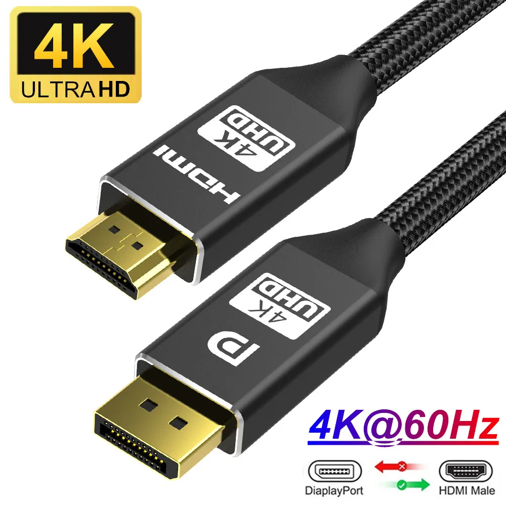 4K@60Hz DisplayPort to HDMI Cable DP to HDMI Cable 4K@30Hz DP 1.2 For Projector PS4 PC HDTV Laptop Display Port to HDMI
4K@60Hz DisplayPort to HDMI Cable DP to HDMI Cable 4K@30Hz DP 1.2 For Projector PS4 PC HDTV Laptop Display Port to HDMI