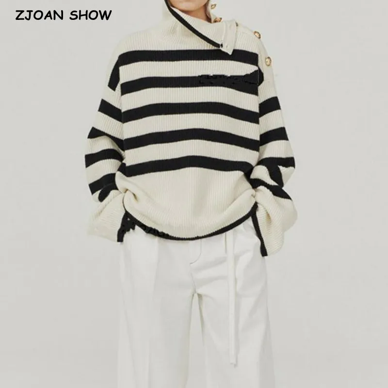 2021 CHIC Fall Winter Women Striped Turtleneck Sweater Oversize Thick Pullovers Loose Long Sleeve Warm Female Retro Jumper Tops
2021 CHIC Fall Winter Women Striped Turtleneck Sweater Oversize Thick Pullovers Loose Long Sleeve Warm Female Retro Jumper Tops