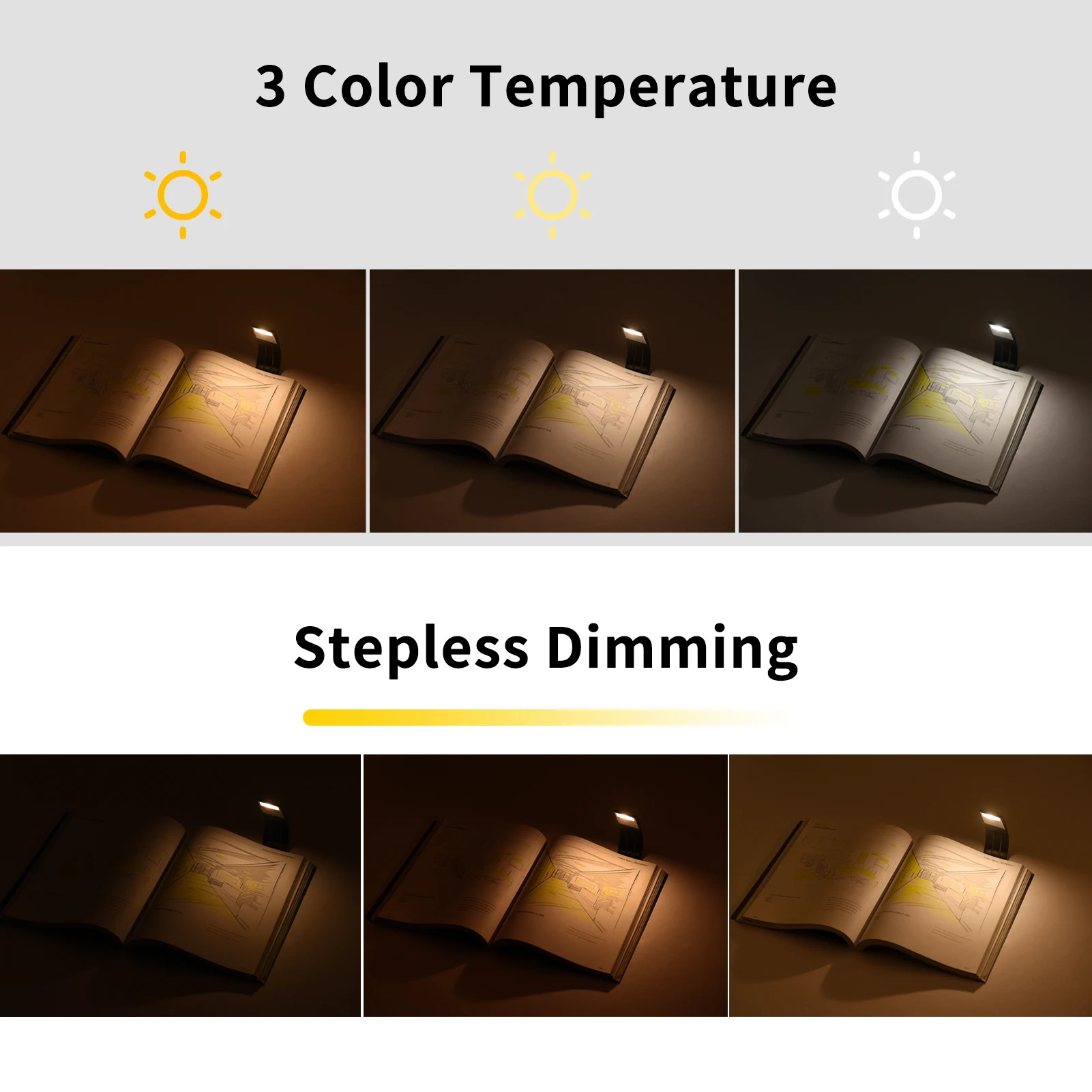 Rechargeable Reading Light Bookmark LED Light Eye Protection 3 Color Temperature Stepless Dimming with Magnetic Clip for Reading
Rechargeable Reading Light Bookmark LED Light Eye Protection 3 Color Temperature Stepless Dimming with Magnetic Clip for Reading