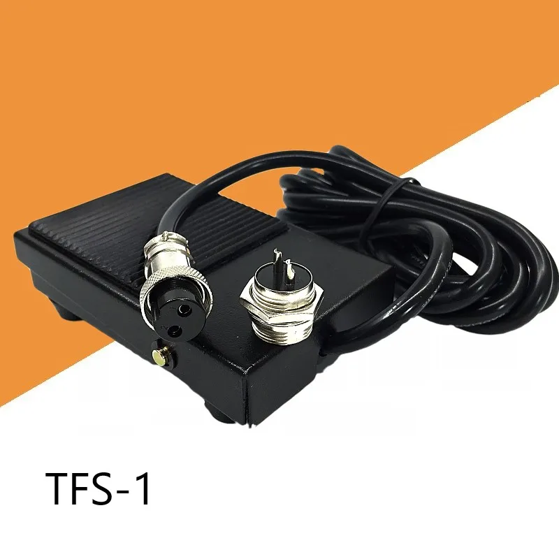 

High Quality Foot Switch TFS-1 Nonslip Electric Power Control Reset Pedal Switch with 2Pin 3Pin Aviation Plugs 1m 2m Wire 10A