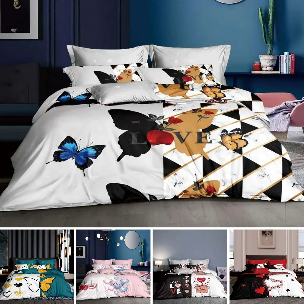 Женский комплект постельного белья, Комплект постельного белья в форме сердца и бабочки, пододеяльник с 1/2 подушками, чехол для американски... 
Женский комплект постельного белья, Комплект постельного белья в форме сердца и бабочки, пододеяльник с 1/2 подушками, чехол для американски...