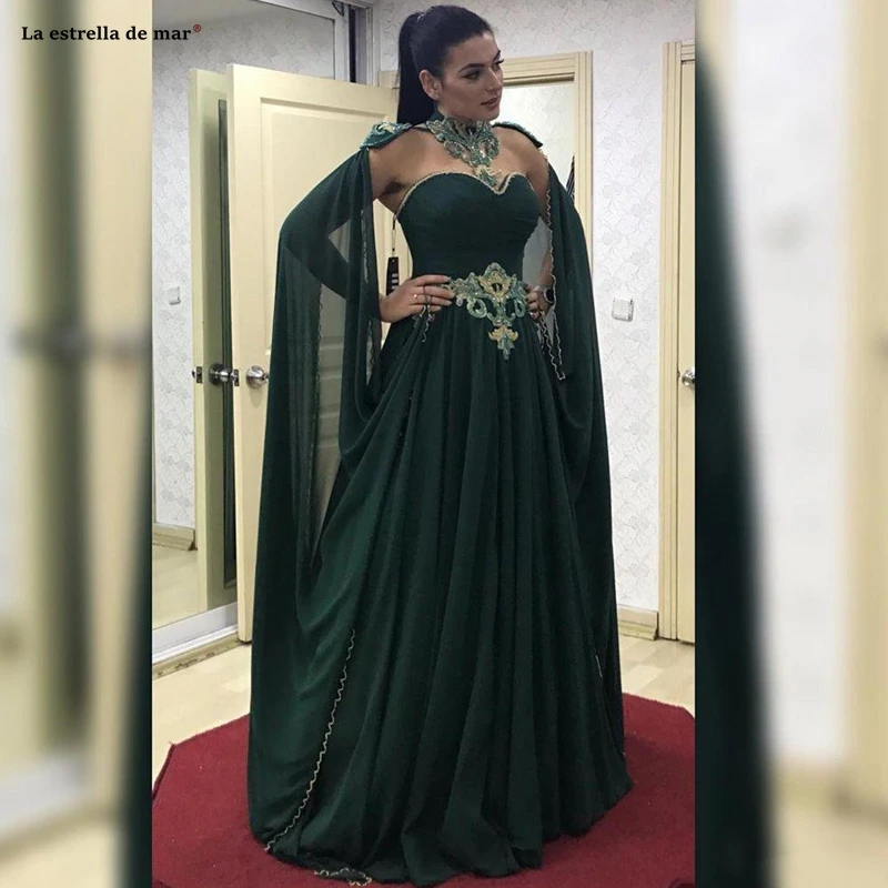 Dark Green Sexy African Dubai 2020 Evening Dresses with Cape Sweetheart Lace Beaded Formal Party Prom gown robe de soire femme
Dark Green Sexy African Dubai 2020 Evening Dresses with Cape Sweetheart Lace Beaded Formal Party Prom gown robe de soire femme