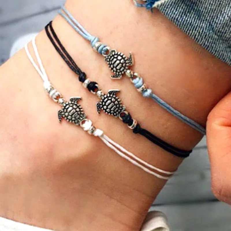 New Ladies Tortoise Charm Anklet Retro Flower Anklet Set Leg Beach Foot Jewelry Summer Rope Ankle Bracelet Anklets
New Ladies Tortoise Charm Anklet Retro Flower Anklet Set Leg Beach Foot Jewelry Summer Rope Ankle Bracelet Anklets