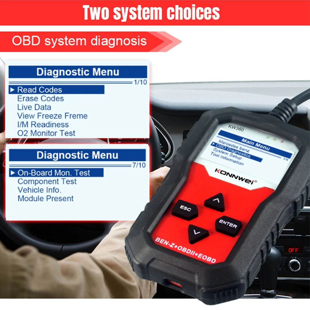 KONNWE kw360 fit for Mercedes-Benz full-function full-system vehicle fault scanner trip computer
KONNWE kw360 fit for Mercedes-Benz full-function full-system vehicle fault scanner trip computer