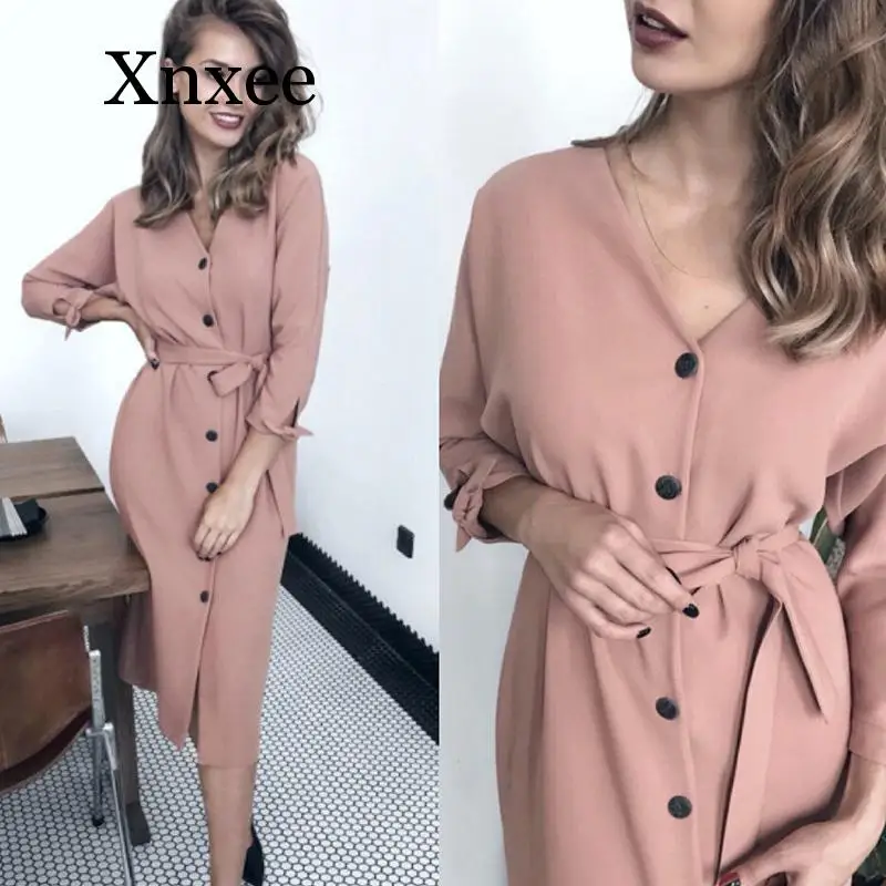 dark pink Sexy V Neck Autumn Long Sleeve women dress ladies sashes button casual office dress fashion women midi dress vintage
dark pink Sexy V Neck Autumn Long Sleeve women dress ladies sashes button casual office dress fashion women midi dress vintage