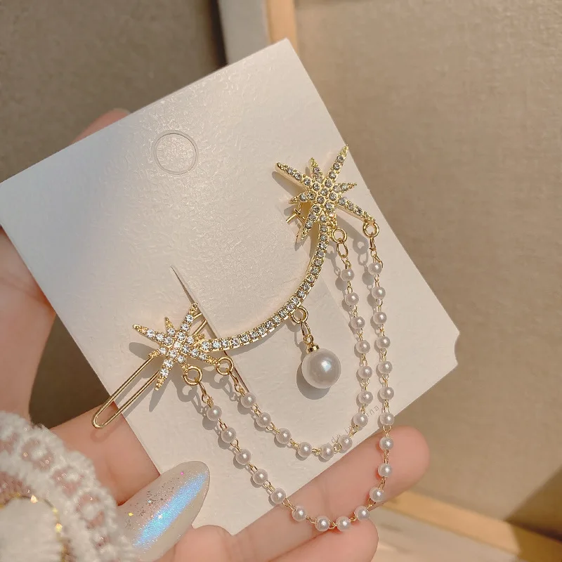 Korean Stars Tassel Hair Clips Rhinestone Simple Fashion Side Hairpin for Women Girls Sweet Princess Hair Accessories 2021 Hot
Korean Stars Tassel Hair Clips Rhinestone Simple Fashion Side Hairpin for Women Girls Sweet Princess Hair Accessories 2021 Hot