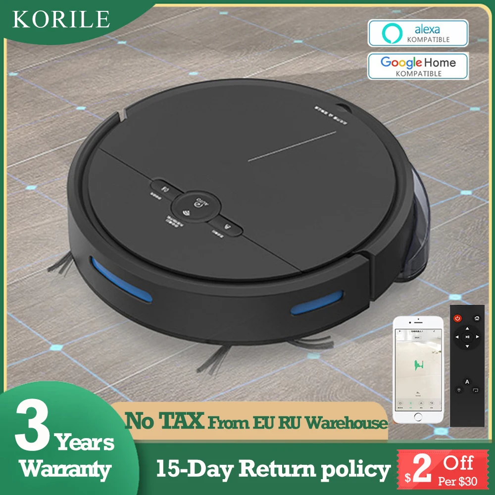 

Smart Sweeping Robot Vacuum Cleaner Sweeper Wet Mop APP Alexa Remote Control Autocharge 180ml Water Tank 3600Pa 4400mAH Pet Hair