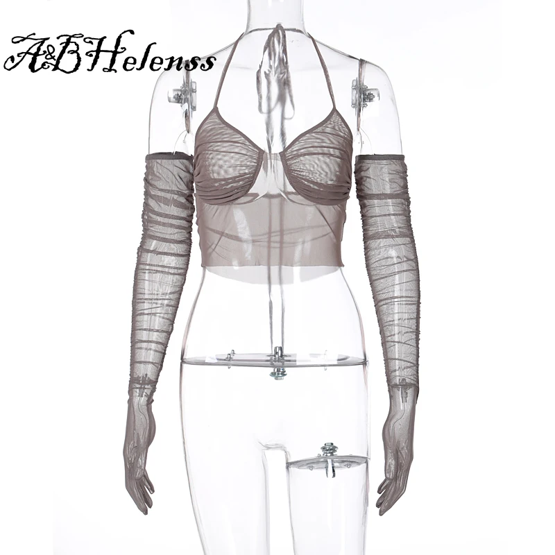 A&BHelenss 2021 Summer Women Fashion Streetwear Outfits Tshirts Club Tees Mesh Patchwork See-Through Sexy Crop Tops With Gloves
A&BHelenss 2021 Summer Women Fashion Streetwear Outfits Tshirts Club Tees Mesh Patchwork See-Through Sexy Crop Tops With Gloves