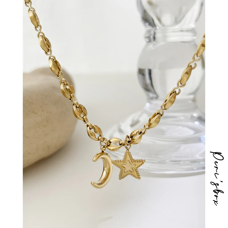 Peri'sbox Fashion Delicate Stainless Steel Moon Star Pendant Necklace for Women Coffee Bean Chain Necklaces бижутерия женщин
Peri'sbox Fashion Delicate Stainless Steel Moon Star Pendant Necklace for Women Coffee Bean Chain Necklaces бижутерия женщин