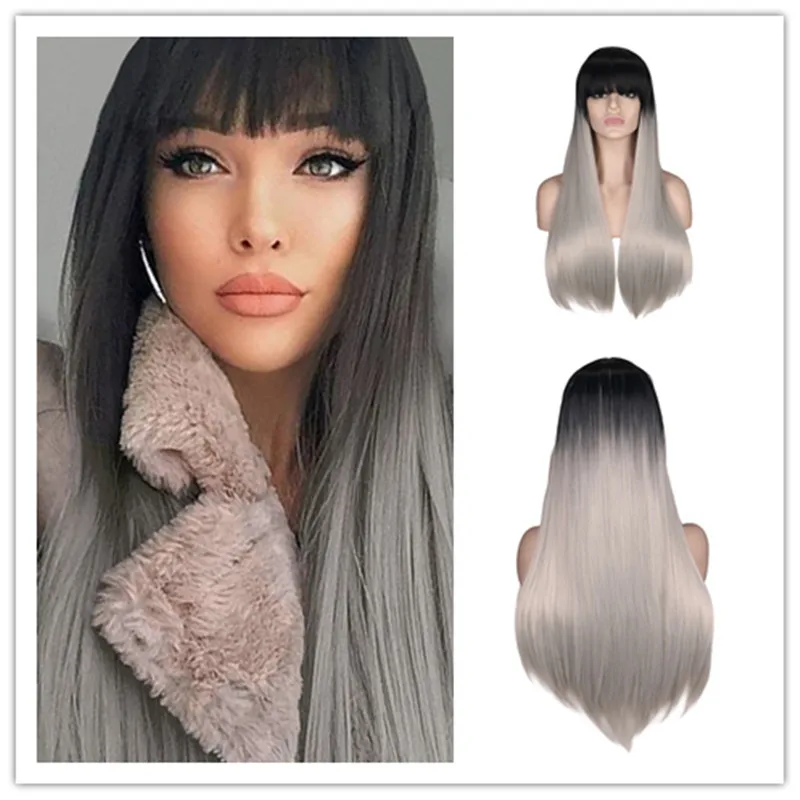QQXCAIW Long Straight Wig With Bangs Black To Gray Grey Heat Resistant Synthetic Hair Wigs For Women Cosplay
QQXCAIW Long Straight Wig With Bangs Black To Gray Grey Heat Resistant Synthetic Hair Wigs For Women Cosplay