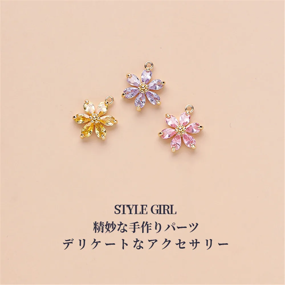 14K gold wrapped zircon flower pendant small pendant handmade DIY bracelet necklace headpiece material accessories
14K gold wrapped zircon flower pendant small pendant handmade DIY bracelet necklace headpiece material accessories
