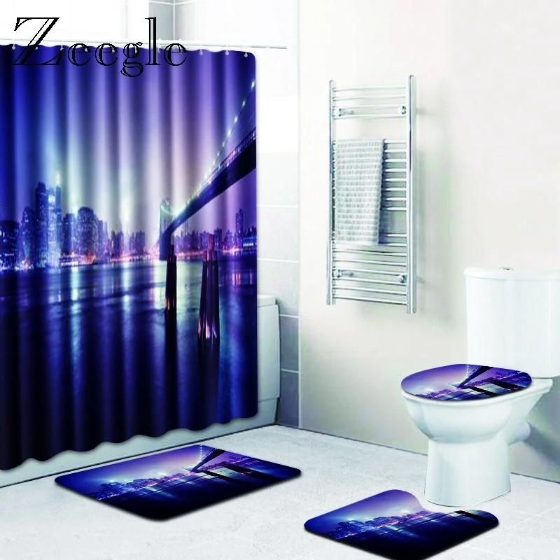 Zeegle Scenic 4Pcs Bath Mat Set Shower Curtain Soft Water Absorption Rug Non Slip Mat Toilet Cover Mat Floor Carpet Pedestal Rug
Zeegle Scenic 4Pcs Bath Mat Set Shower Curtain Soft Water Absorption Rug Non Slip Mat Toilet Cover Mat Floor Carpet Pedestal Rug