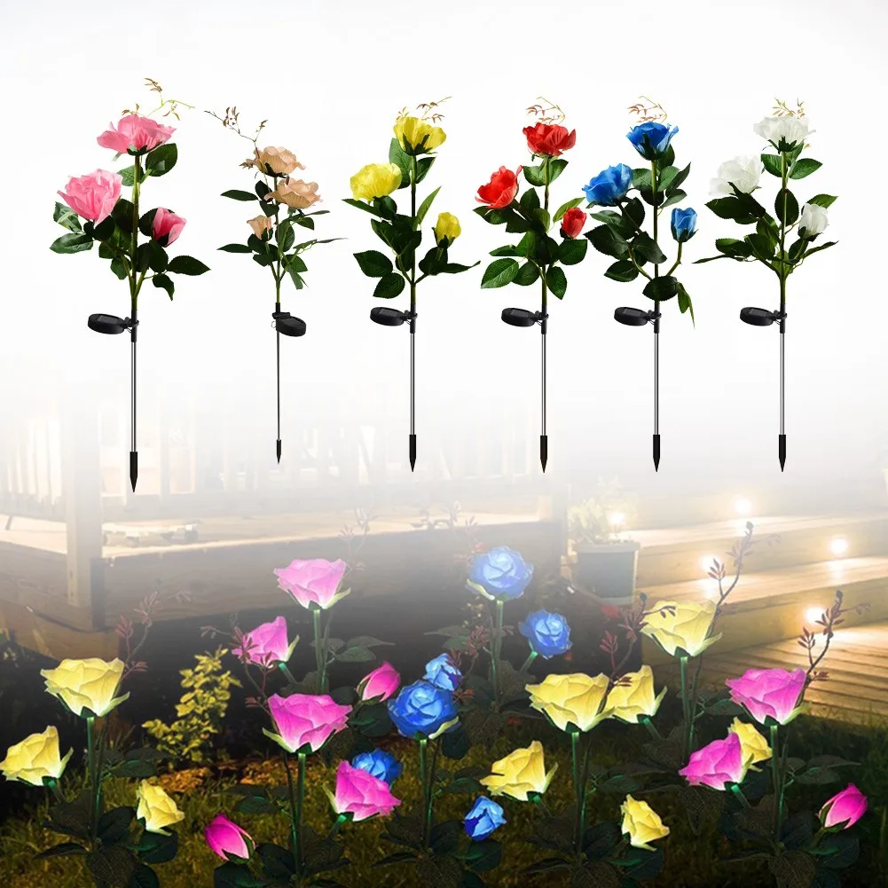5 Colors 3 Head LED Solar Power Rose Flower Stake Lights Waterproof Solar Outdoor Path Luminous Lamps For Garden Decoration
5 Colors 3 Head LED Solar Power Rose Flower Stake Lights Waterproof Solar Outdoor Path Luminous Lamps For Garden Decoration
