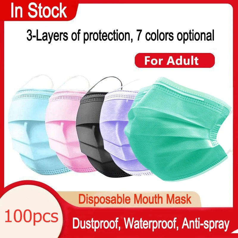 100Pcs Color Mouth Mask Disposable Nonwoven 3Ply Black Filter Mask PM2.5 Dust Face masks Filter Breathable Protective Mondmasker
100Pcs Color Mouth Mask Disposable Nonwoven 3Ply Black Filter Mask PM2.5 Dust Face masks Filter Breathable Protective Mondmasker