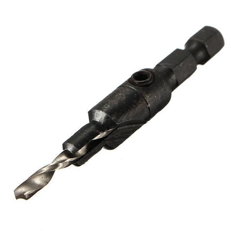 4x Countersink HSS Taper Quick Change #6 #8 #10 #12 Drill Tool Bits 1/4 Hex Shank