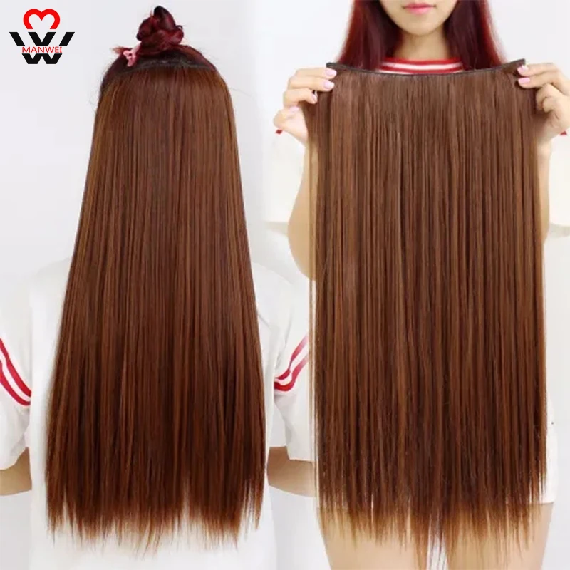 

Long Wavy Hairstyles 5 clips/piece Natural Silky straight Hair Extention 24"inches Clip in women pieces Long Fake synthetic Hair