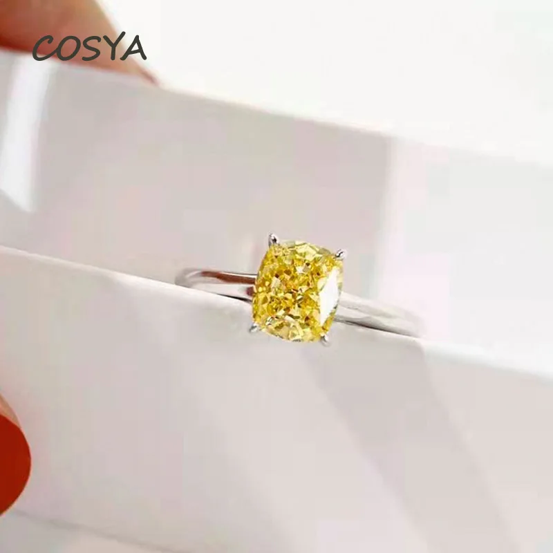 COSYA 925 Sterling Silver 18K Four Claw Yellow Square High Carbon Diamond Sparkling Wedding Rings Fine Jewelry Birthday Gifts
COSYA 925 Sterling Silver 18K Four Claw Yellow Square High Carbon Diamond Sparkling Wedding Rings Fine Jewelry Birthday Gifts