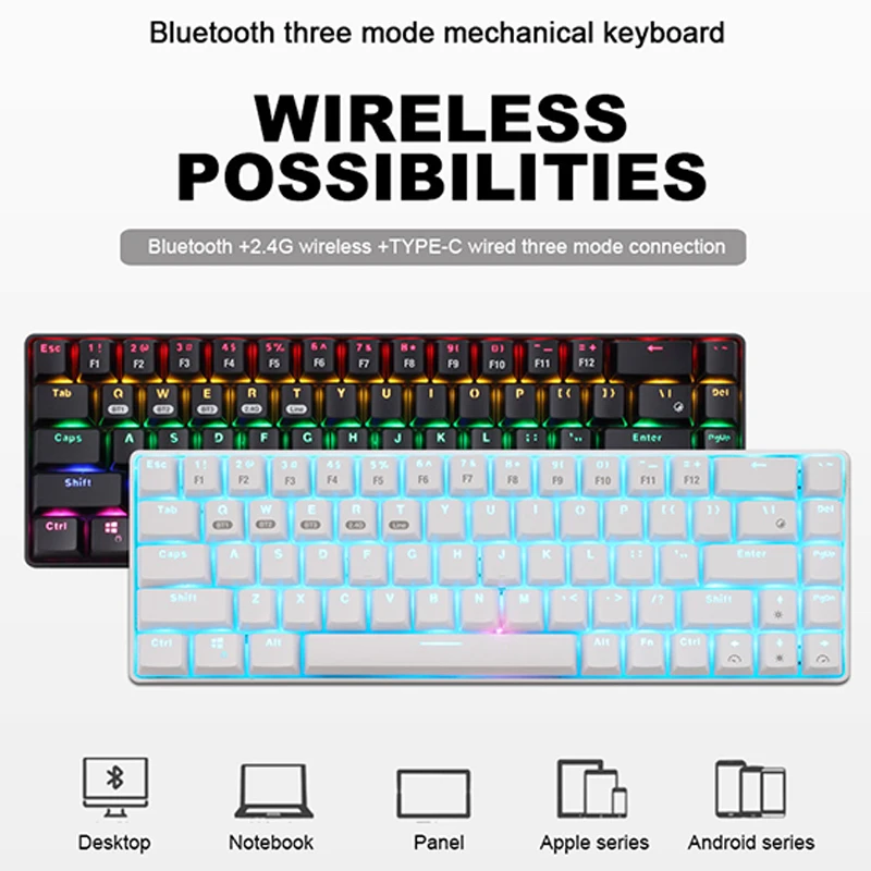 Технология 68 keyмеханическая клавиатура Bluetooth Проводная 2,4G Bluetooth Беспроводная Bluetooth три режима планшет мобильный телефон компьютер
Технология 68 keyмеханическая клавиатура Bluetooth Проводная 2,4G Bluetooth Беспроводная Bluetooth три режима планшет мобильный телефон компьютер