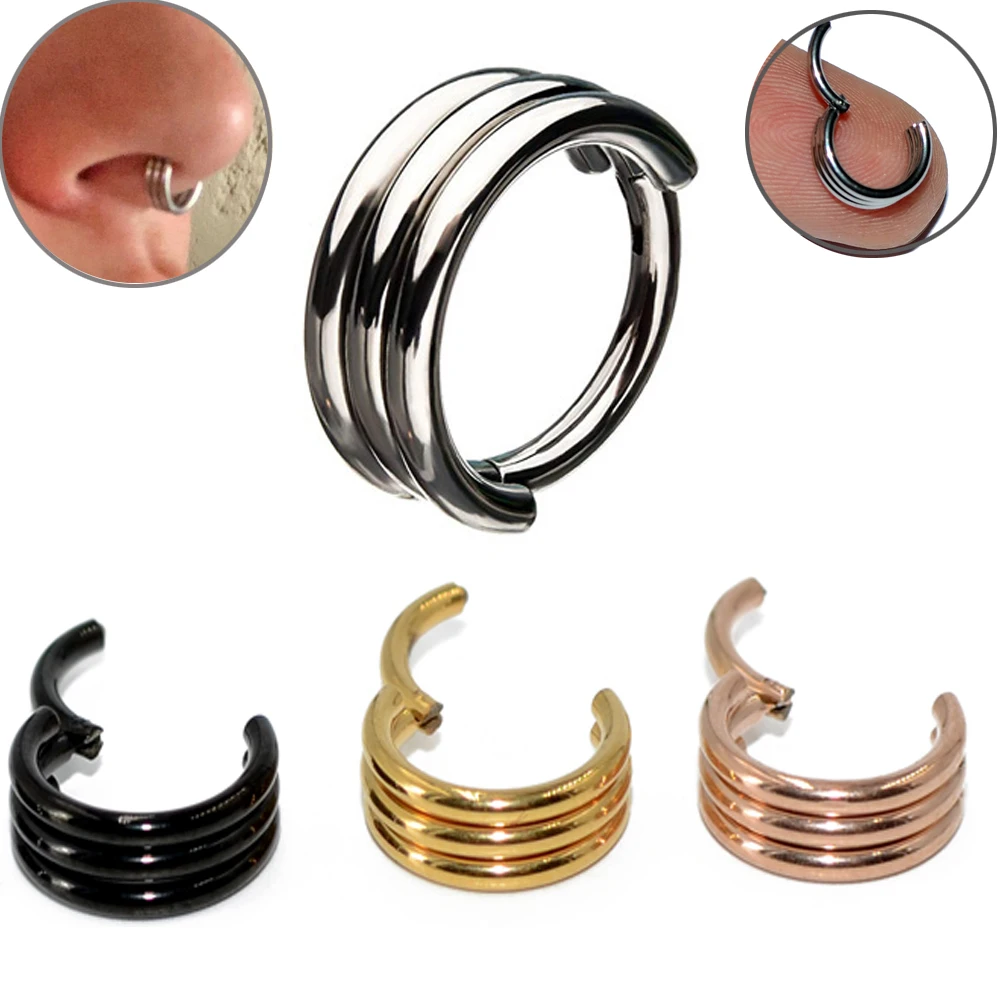 Dreamlee 1 шт. сегментное кольцо для носа Knorpel Schmuck Trio Layer стальные перегородки ушной