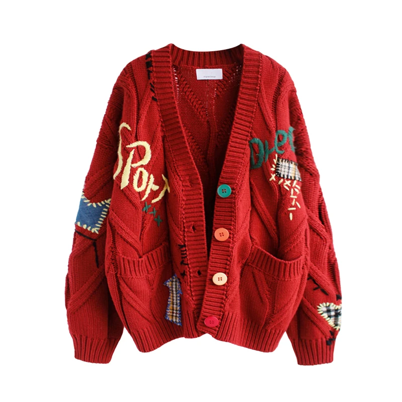 2021 Autumn Winter Women Cardigan Warm Knitted Sweater Jacket Pocket Embroidery Fashion Knit Cardigans Coat Lady Loose Sweaters
2021 Autumn Winter Women Cardigan Warm Knitted Sweater Jacket Pocket Embroidery Fashion Knit Cardigans Coat Lady Loose Sweaters