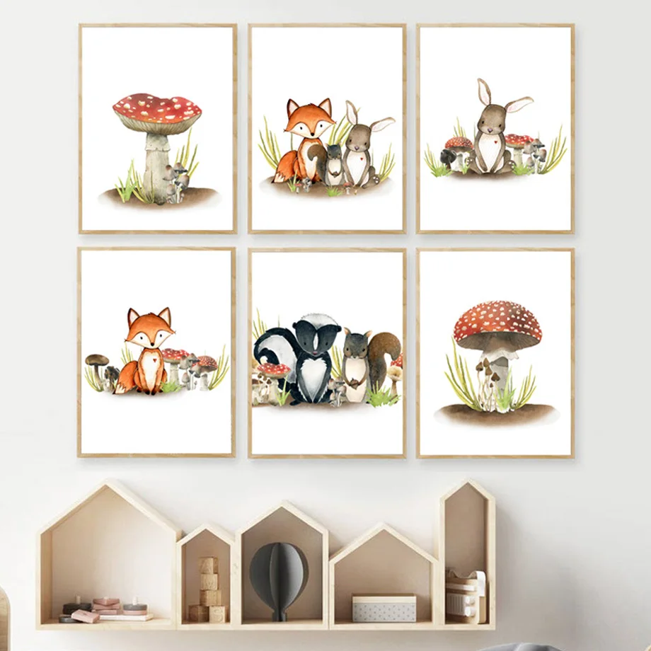 Fox Rabbit Squirrel Mushroom Animal Nursery Wall Art Canvas Painting Nordic Posters And Prints Wall Pictures For Kids Room Decor
Fox Rabbit Squirrel Mushroom Animal Nursery Wall Art Canvas Painting Nordic Posters And Prints Wall Pictures For Kids Room Decor