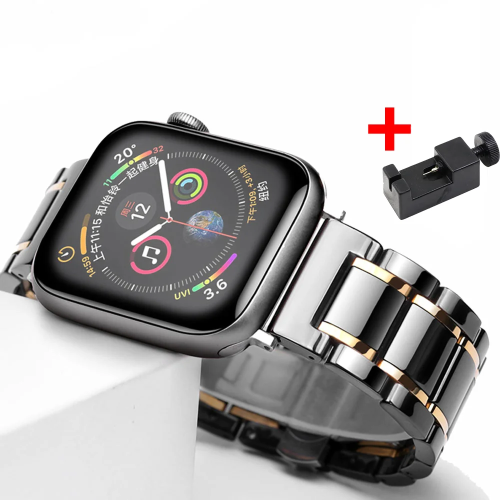 Ремешок керамический для Apple Watch Band 44 мм 40 мм, роскошный браслет из нержавеющей стали для iWatch band 42 мм 38 мм 40 42 44 мм Series 5 4 3 6 se
Ремешок керамический для Apple Watch Band 44 мм 40 мм, роскошный браслет из нержавеющей стали для iWatch band 42 мм 38 мм 40 42 44 мм Series 5 4 3 6 se