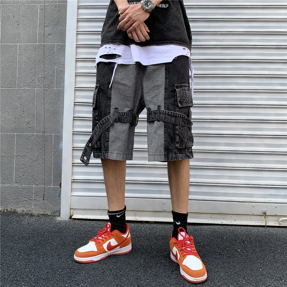 Cargo Patchwork Jeans Shorts Men Hip Hop Color block Ribbon Denim Shorts Streetwear Harajuku Fashion Elastic Waist Baggy Jeans
Cargo Patchwork Jeans Shorts Men Hip Hop Color block Ribbon Denim Shorts Streetwear Harajuku Fashion Elastic Waist Baggy Jeans