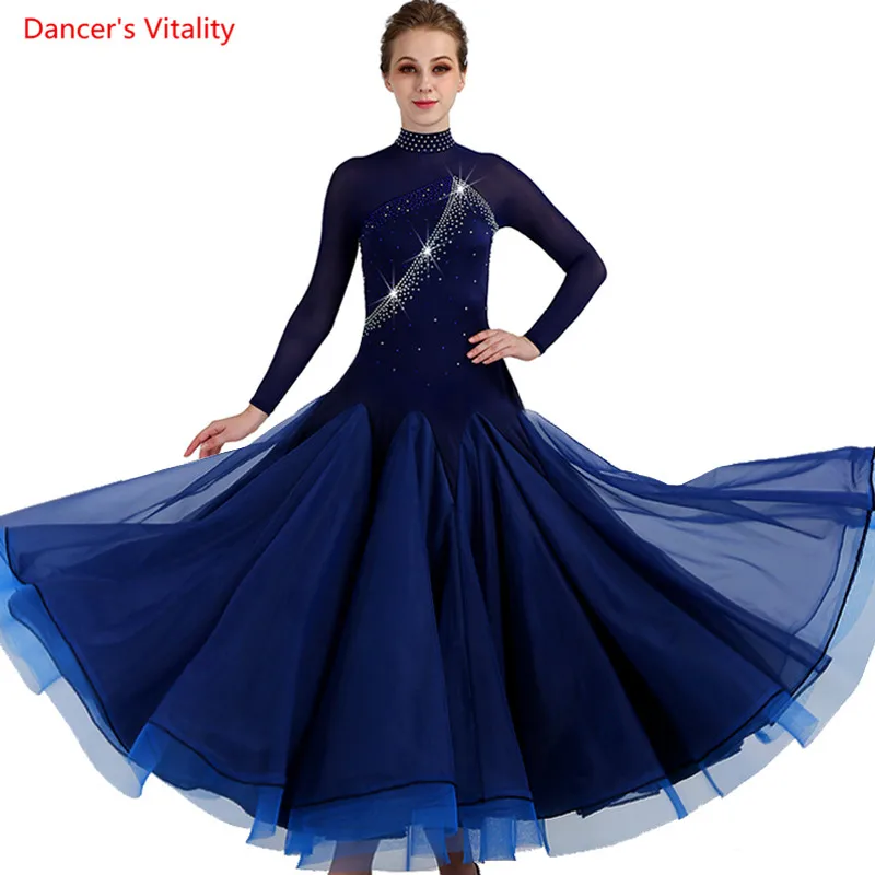 Ballroom Dance Costumes Gauze Long Sleeved Diamond Big Swing Dress For Women Ballroom Waltz Tango Dance Performance Dresses
Ballroom Dance Costumes Gauze Long Sleeved Diamond Big Swing Dress For Women Ballroom Waltz Tango Dance Performance Dresses