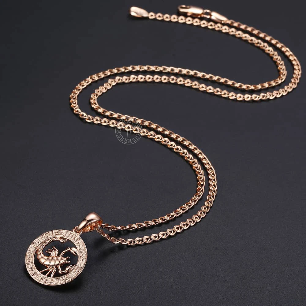 Women Men Scorpio Zodiac Sign Necklace 585 Rose Gold Color Pendant Necklace Fashion Jewelry Gifts Wholesale GP278D
Women Men Scorpio Zodiac Sign Necklace 585 Rose Gold Color Pendant Necklace Fashion Jewelry Gifts Wholesale GP278D
