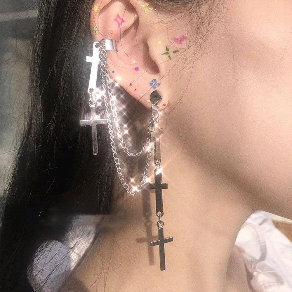 Cross Earrings For Women Jewelry 2021 Korean Fashion Tassel Earrings Grunge 2021 Trendy Ear Cuff Hiphop/Rock Earring Wholesale
Cross Earrings For Women Jewelry 2021 Korean Fashion Tassel Earrings Grunge 2021 Trendy Ear Cuff Hiphop/Rock Earring Wholesale