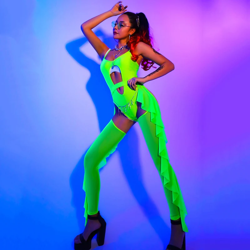 Nightclub Sexy Outfit For Women Pole Dance Clothing Fluorescent Green Bodysuit Gogo Performance One-Piece Stage Costumes BL4898
Nightclub Sexy Outfit For Women Pole Dance Clothing Fluorescent Green Bodysuit Gogo Performance One-Piece Stage Costumes BL4898